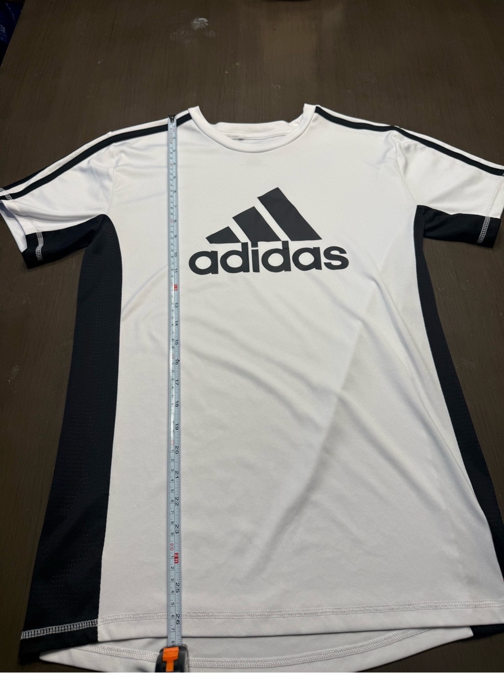 adidas White and Black Kids Athletic Tee with Logo
